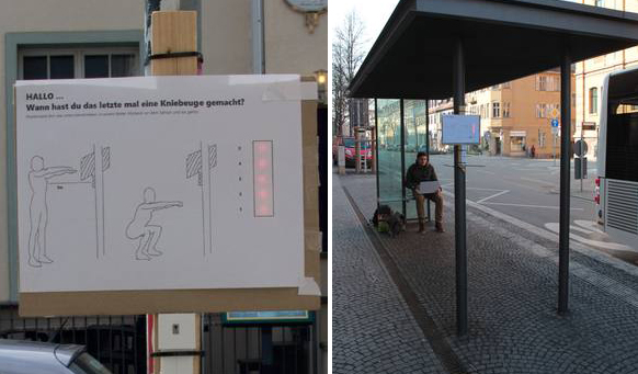 showcase of the final installation at a bus stop